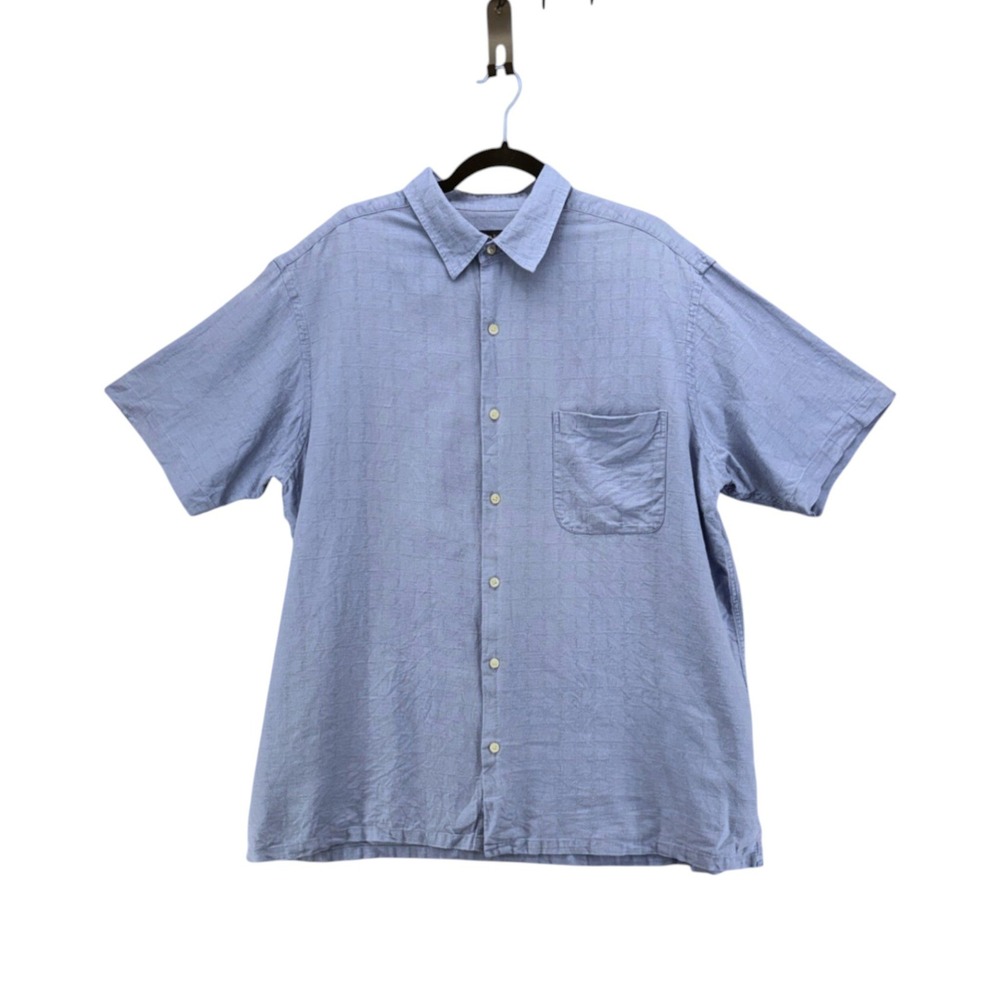 Club Room Mens Linen Button Up Shirt XL Short Sleeve Travel Vacation Beach Guest